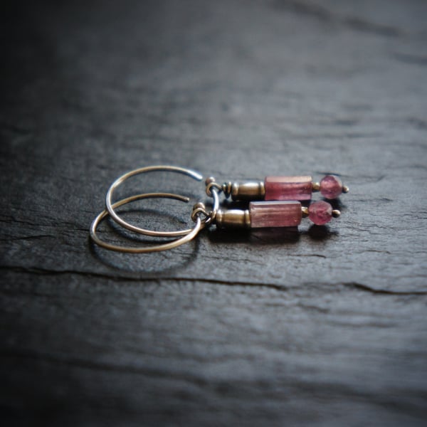 Pink Tourmaline, Roman Style Silver Earrings, Pink Gemstone Jewellery