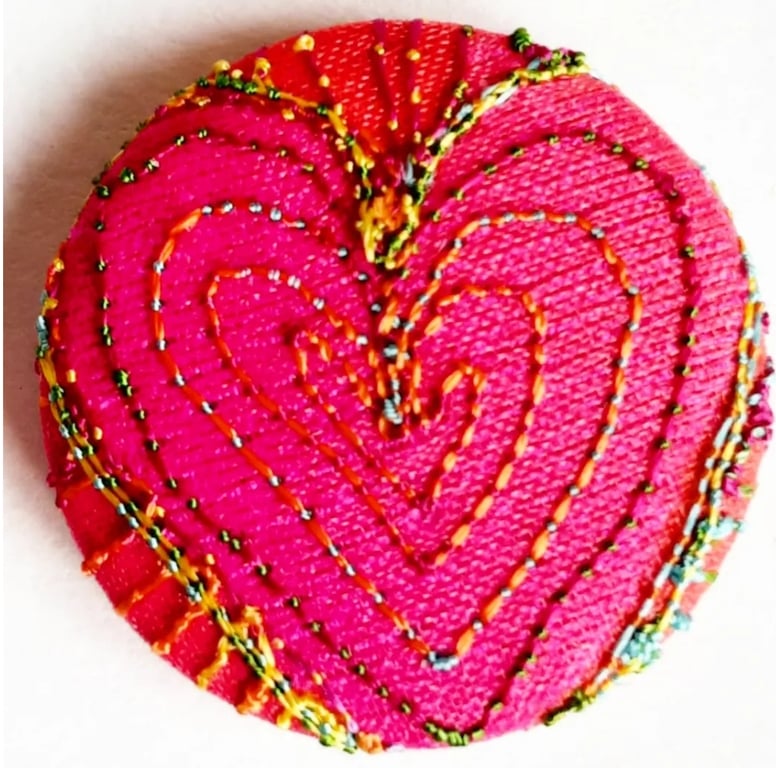 Buttons 1 inch button Hand Dyed Silks and Cottons Free Machine Embroidery Button