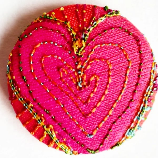 Buttons 1 inch button Hand Dyed Silks and Cottons Free Machine Embroidery Button