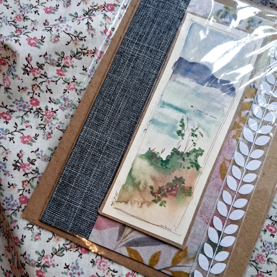 Image of watercolour print greeting card handmade- no 7 beachscape