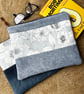Reclaimed denim and floral book pouch zip bag clutch with reclaimed materials - Image 8