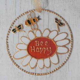 Hand painted Bee and Daisy sun catcher decoration. Bee Happy. Birthday.gift.