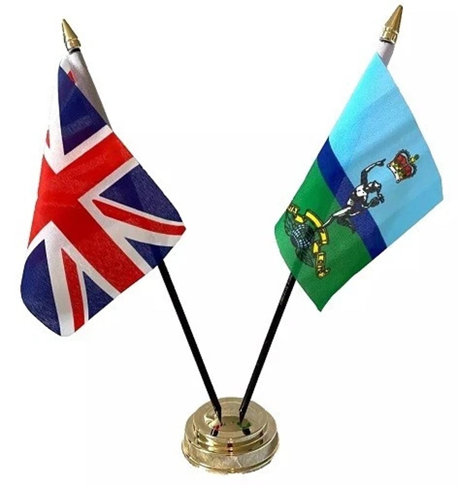 Royal Signal Corps & Union Jack Friendship 2 Flag 12" Table Display
