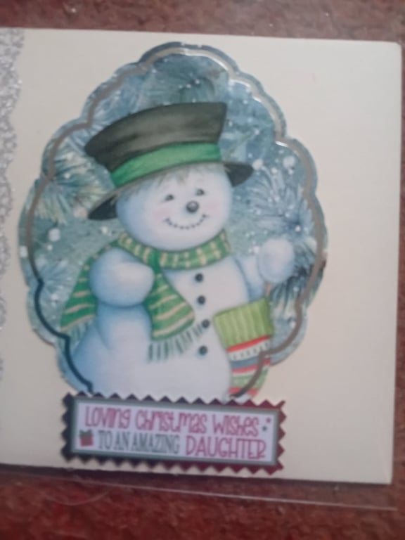 Daughter Snowman Card Handmade Christmas card 