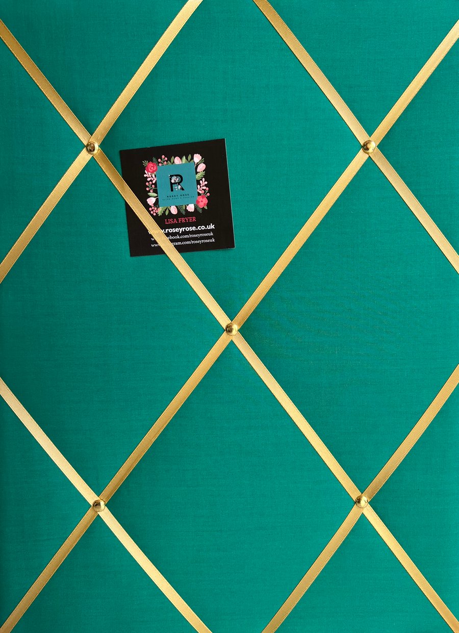 Handmade Bespoke Memo Notice Board With Jade Green Fabric