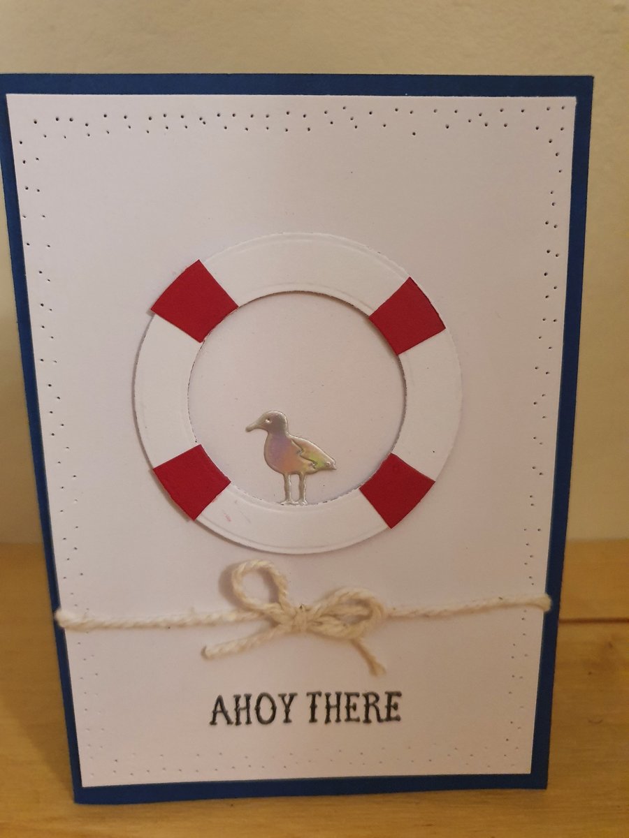 Fun Seagull in Rescue Ring Birthday Card