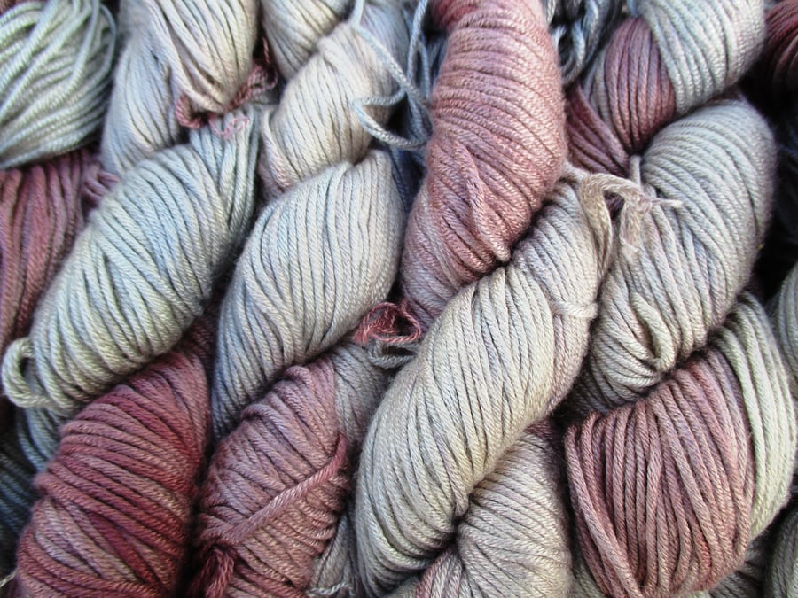 Hand-dyed Silk-Bamboo DK Muted Pastels 50g
