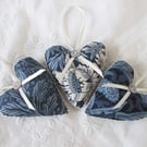 SET OF 3 WILLIAM MORRIS LAVENDER BAGS - HEART SHAPED