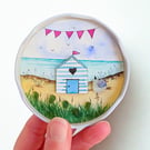 Handmade Beach Hut Fridge Magnet, Meaningful Coastal Keepsake Gift