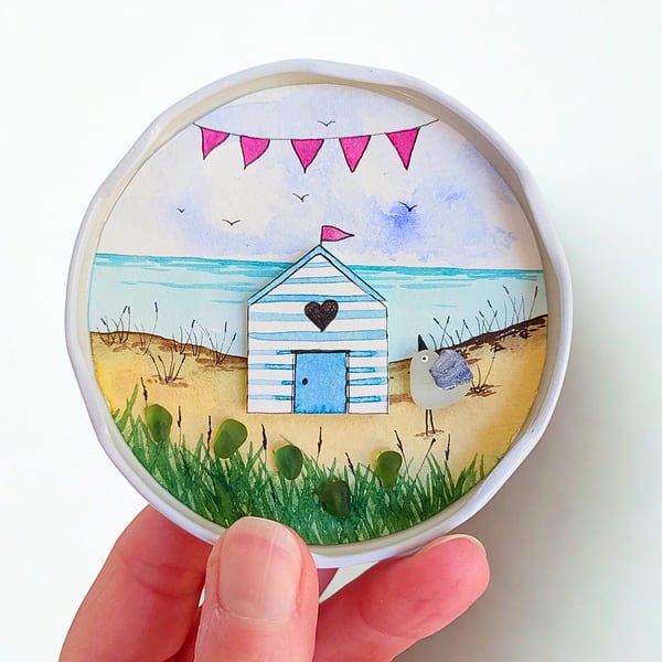 Handmade Beach Hut Fridge Magnet, Meaningful Coastal Keepsake Gift