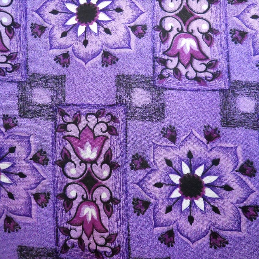 Black and Purple Fanstastic 50s 60s Barkcloth Vintage Fabric Lampshade option