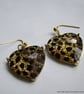 Statement faceted glass leopard print heart earrings - Image 2