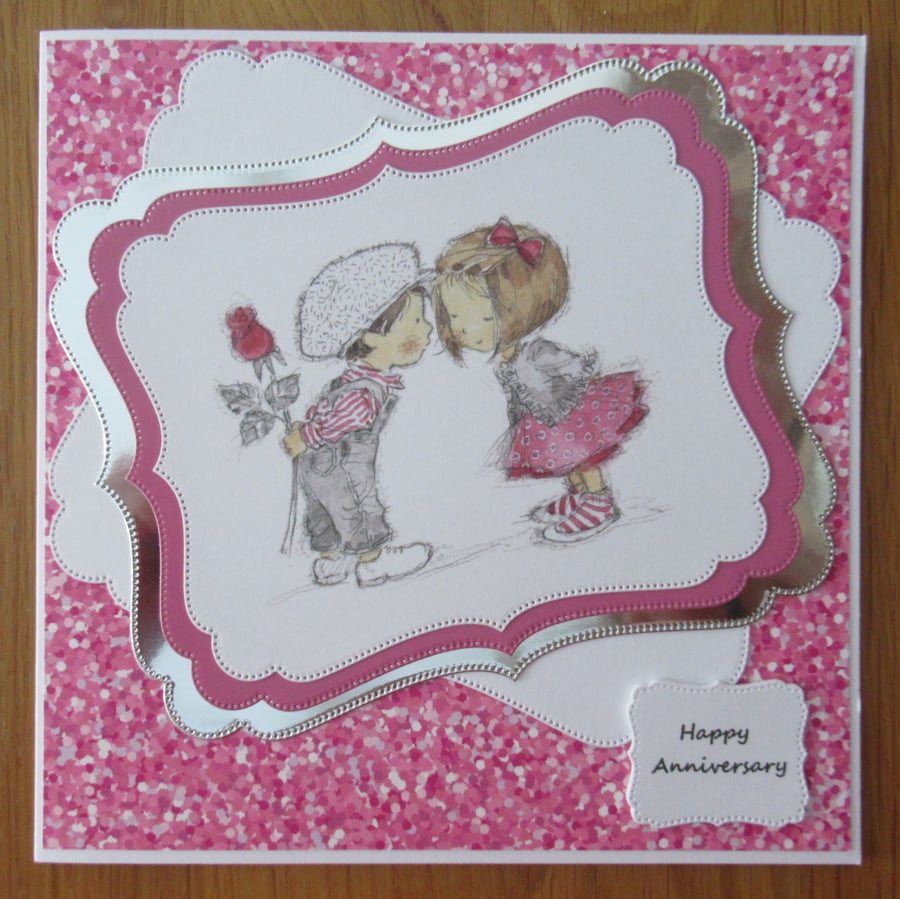 7x7" Kissing Couple - Anniversary Card