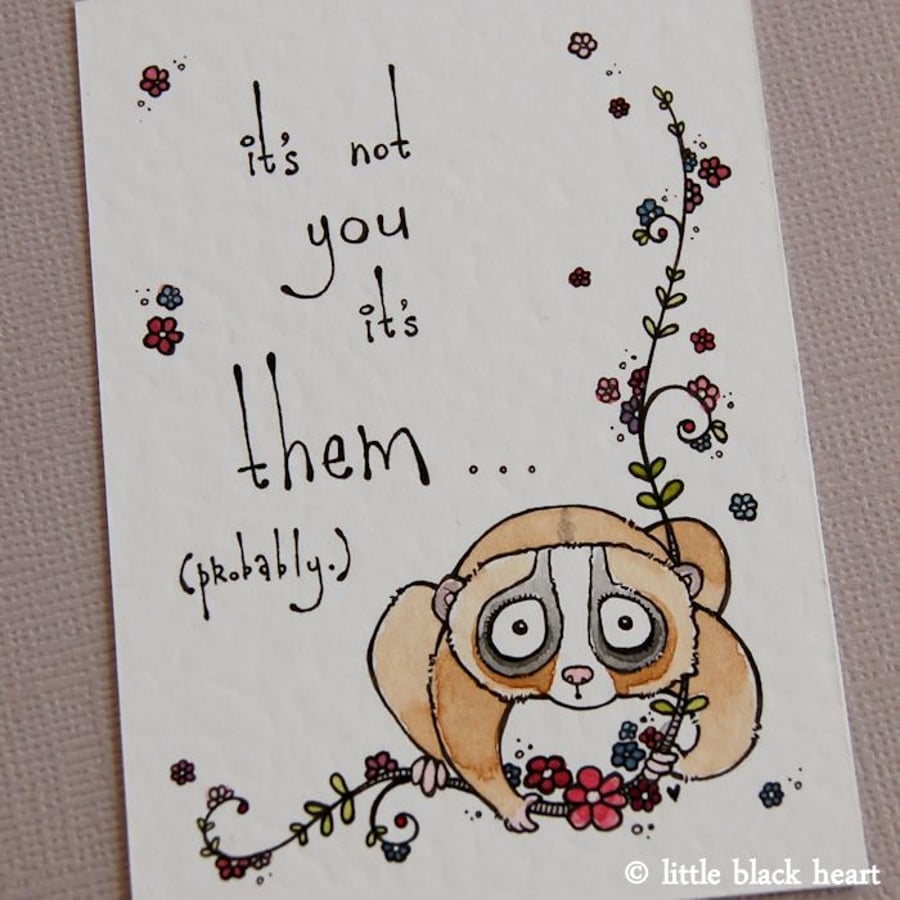 reassuring slow loris - original aceo