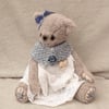 Dressed artist bear, one of a kind collectable embroidered alpaca teddy bear