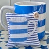 STRIPEY MUG LAVENDER BAG - blue and white stripes