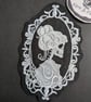 Gothic Skeleton Cameo Embroidered Iron-On Patch - 12x7.3cm