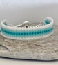 Blue and White Beadwork Slider Bracelet - Image 4