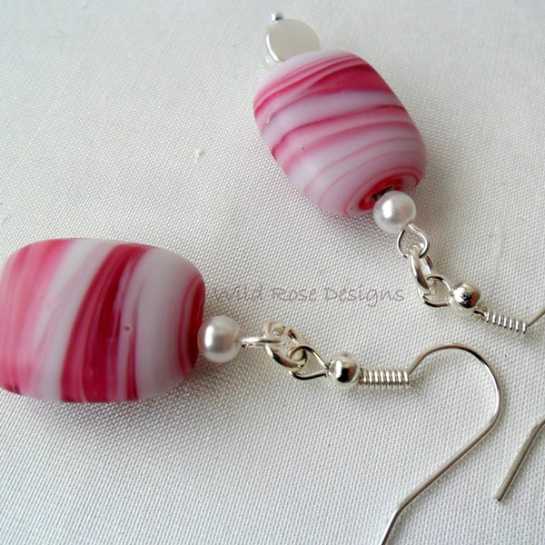 Pink drop earrings - Folksy