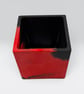 Red and Black 10 cm Square Plant Pot - Marbled Indoor Planter - Image 6