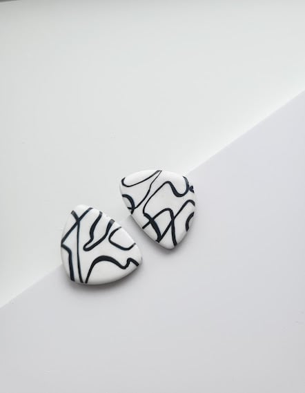 Handmade Polymer Clay Earrings - Urban Sketch Studs"