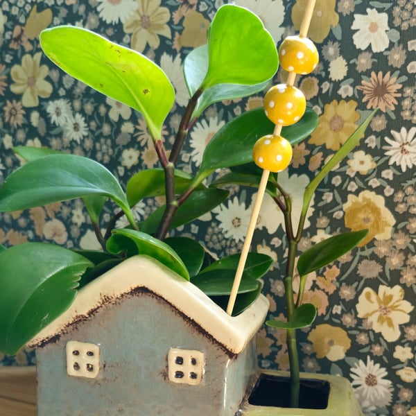 Yellow Beads Plant Stake 