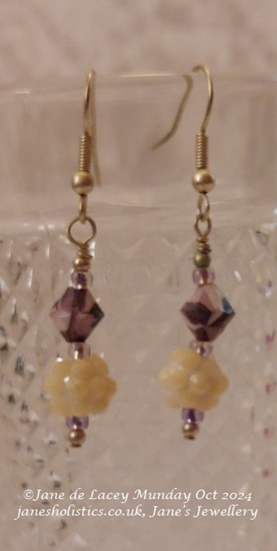 Lilac and White Drop Earrings