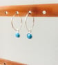 Sterling Silver Hoops with Turquoise Drops - Image 1