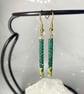 Dangle beaded dainty earrings, stick drop gold minimalist jewellery - Image 6