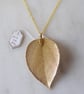 Gold Plated Natural Leaf Pendant no. 3 with gold plated Chain