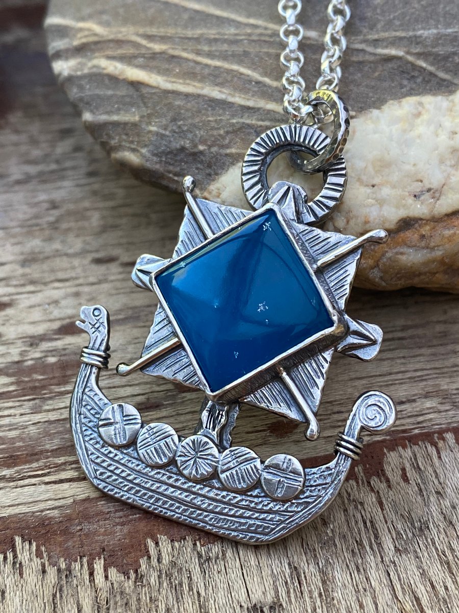 Viking Ship Pendant with Smithsonite RESERVED FOR LUCY