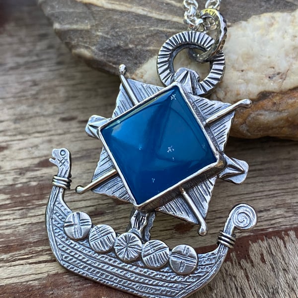Viking Ship Pendant with Smithsonite RESERVED FOR LUCY