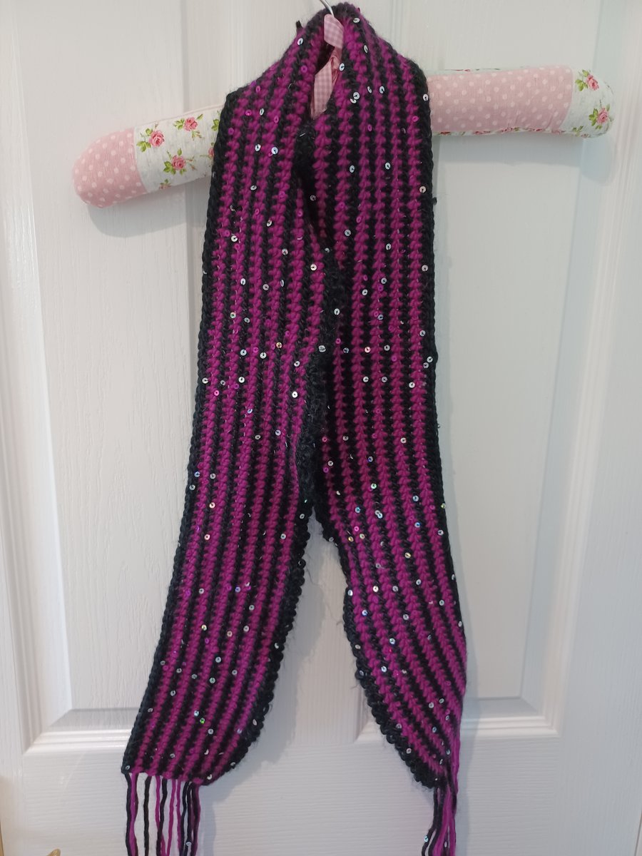 Black and Purple Sequined Scarf