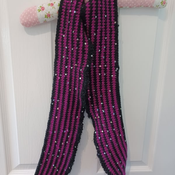 Black and Purple Sequined Scarf