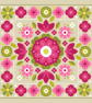 044B - Cross stitch pattern, Neon pink geometric linear flower bouquet Mandalla - Image 1