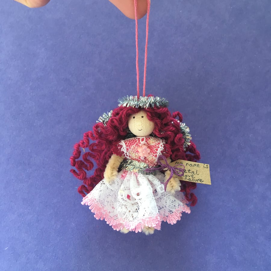 Tiny Pink And Silver Fairy Doll Decoration, Decorative Fairy 