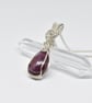 Ruby and Silver Wire Wrapped and Woven Pendant - Image 5
