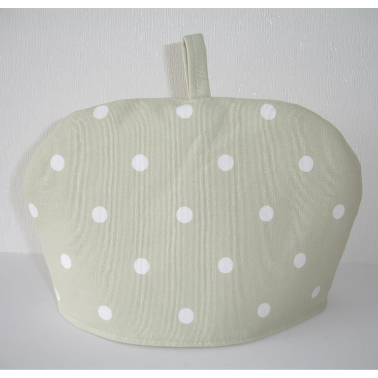 Tea Cosy For A Small Stump Teapot Sage Green and White Polka Dot