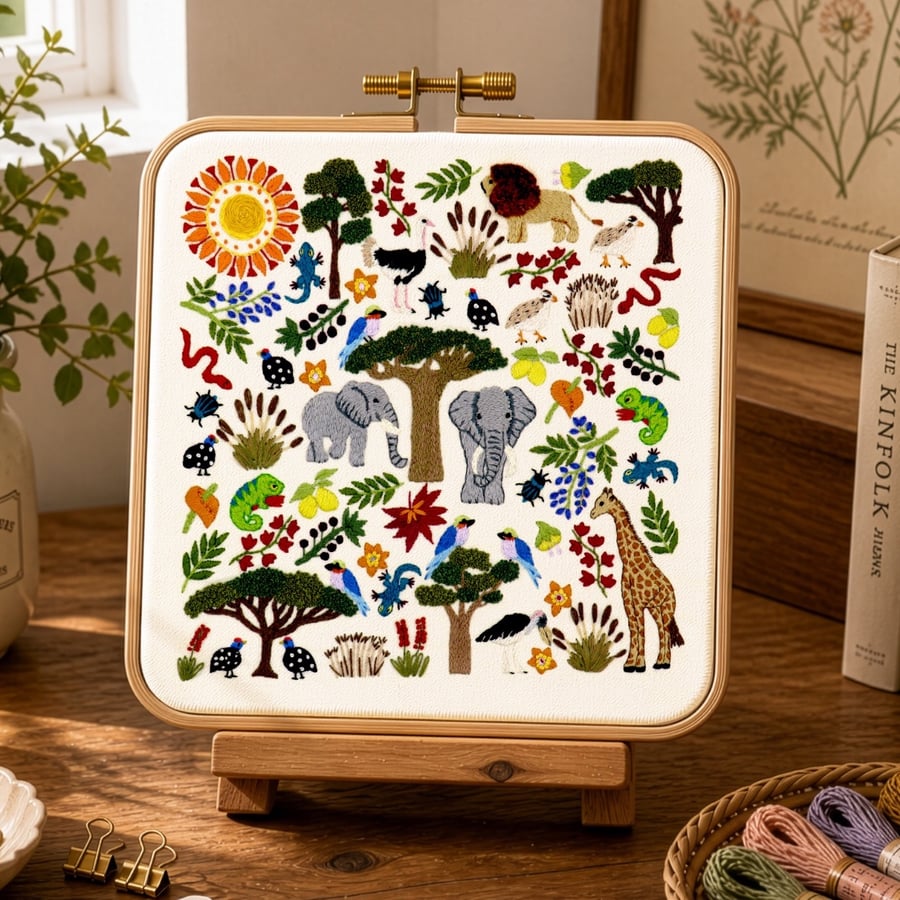 African Savanna Hand Embroidery PDF Pattern