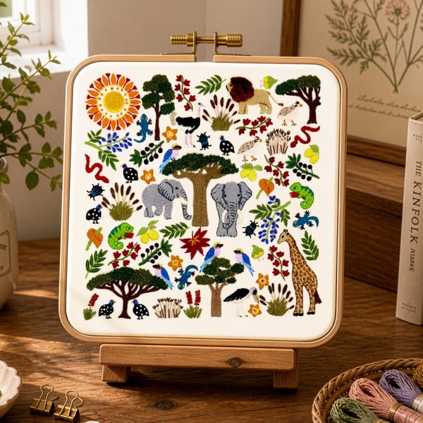 African Savanna Hand Embroidery PDF Pattern