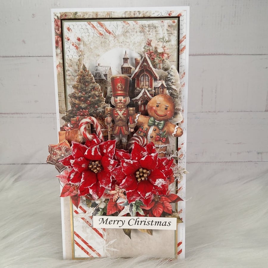 Luxury HandmadeChristmasCard (11) Nutcracker & Gingerbread.