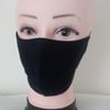 Handmade 3 layers black reusable adult face mask.
