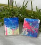 Hot Pink & Blue, Stainless Steel Post Earrings. - Image 3