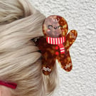 Gingerbread Man - Hair Claw - Christmas, Stocking filler