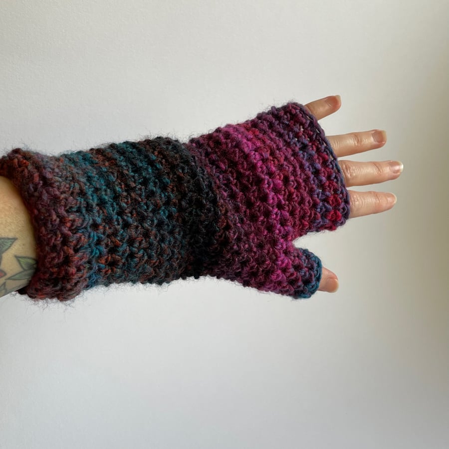 Fingerless Crochet Gloves, Adult, Teen