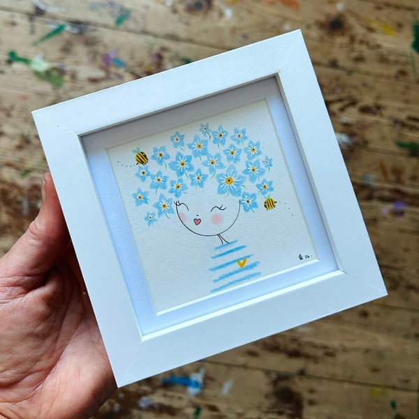 Blu- Framed Original Mini Illustration