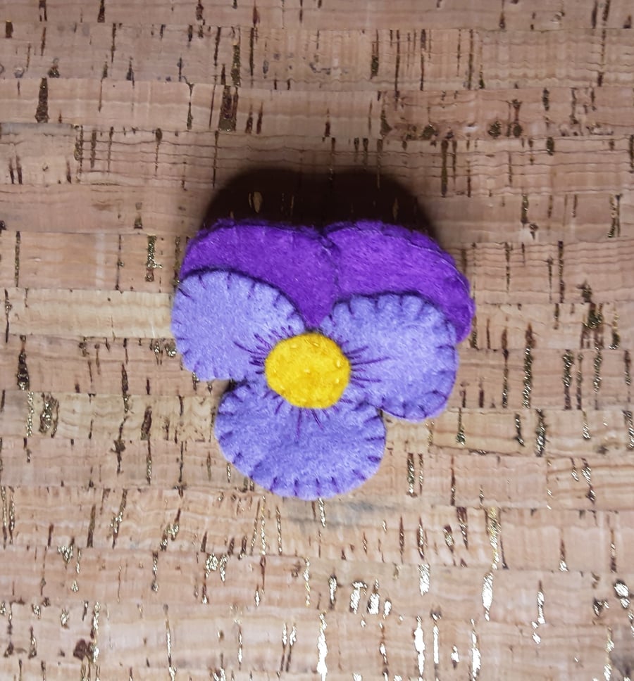 Pansy Lavender & Purple Felt Brooch