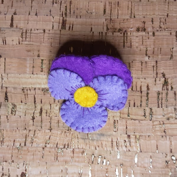 Pansy Lavender & Purple Felt Brooch