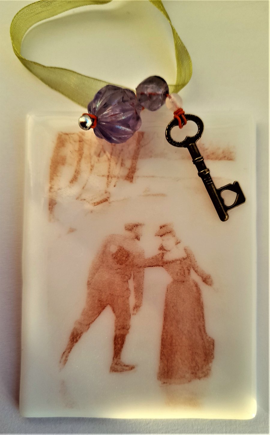 Edwardian Skating Couple Glass Christmas Decoration 