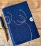 Notebook & Journal Cover in Dark Blue Vintage Welsh with Stitched Cowslip design - Image 8